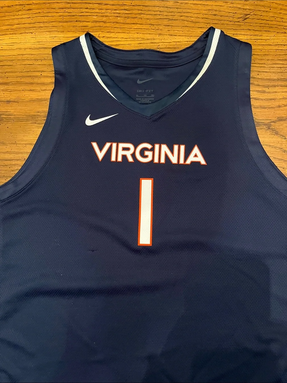 Nike Navy and White Virginia Basketball Jersey, size XL